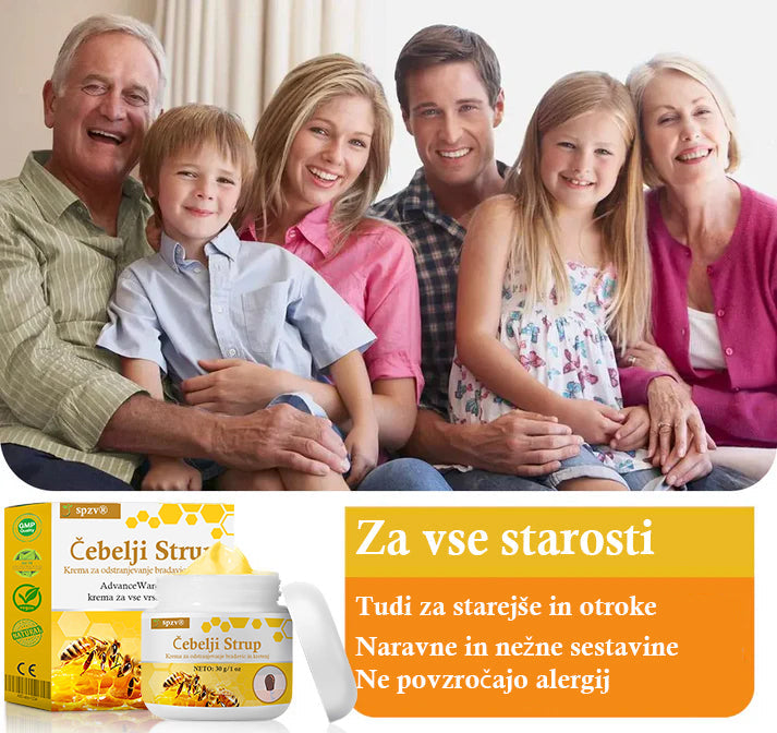 🐝𝐒𝐩𝐳𝐯® Č𝐞𝐛𝐞𝐥𝐣𝐢 𝐒𝐭𝐫𝐮𝐩 𝐊𝐫𝐞𝐦𝐚 𝐳𝐚 𝐨𝐝𝐬𝐭𝐫𝐚𝐧𝐣𝐞𝐯𝐚𝐧𝐣𝐞 𝐛𝐫𝐚𝐝𝐚𝐯𝐢𝐜 𝐢𝐧 𝐤𝐫𝐞𝐭𝐞𝐧𝐣, Certificirano s strani JAZMP (Slovenska agencija za zdravila in medicinske pripomočke) 💖 Zdravi bradavice, kožne izrastke, okužbe in keratozo, gladi neenakomerno kožo